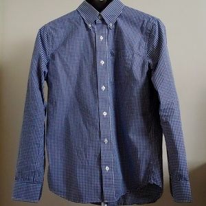 [S] A&F Navy checkered dress shirt
